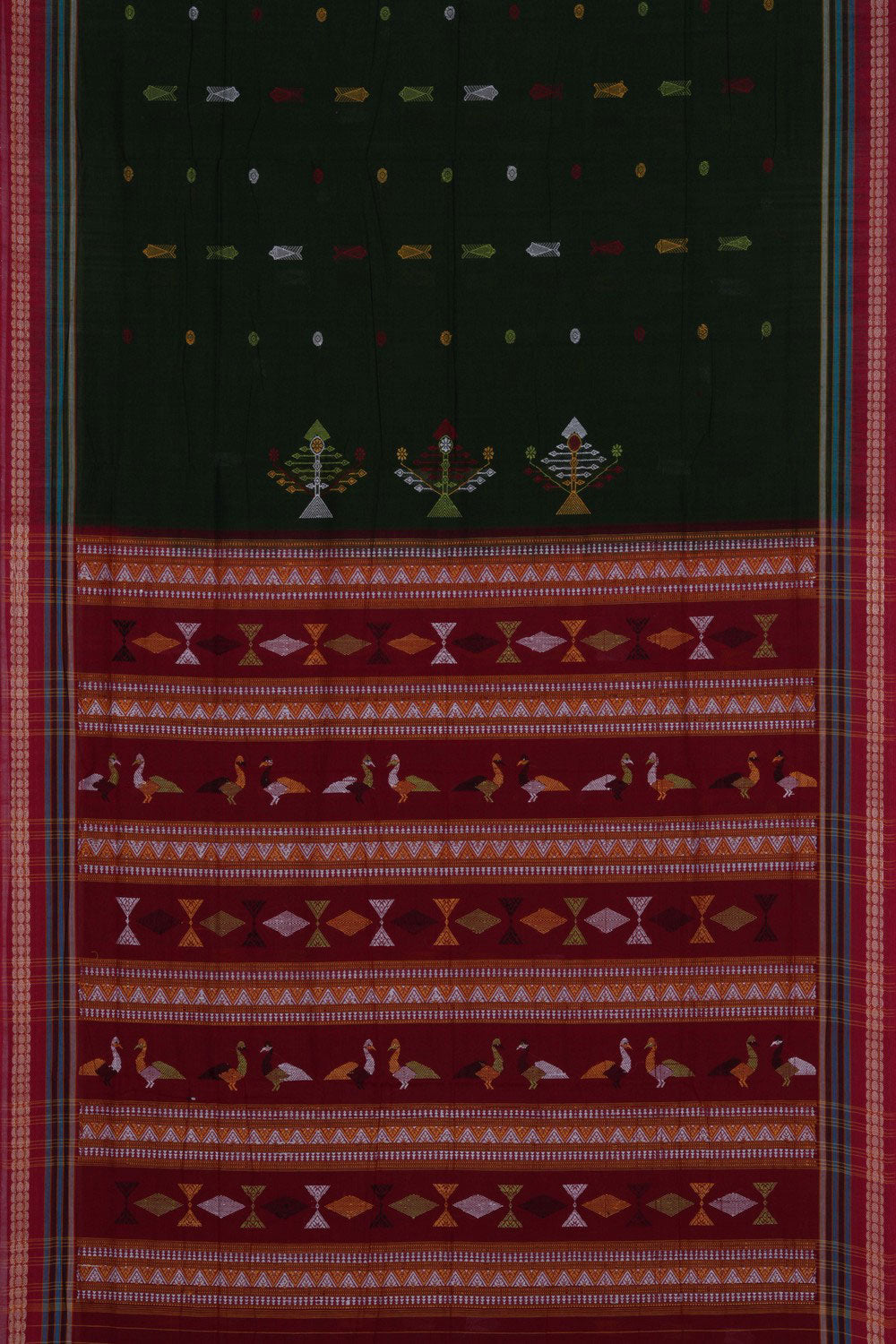Sambalpuri Cotton Green Saree
