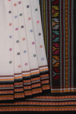 Image of Sambalpuri Cotton Off White Saree