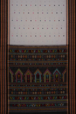 Image of Sambalpuri Cotton Off White Saree