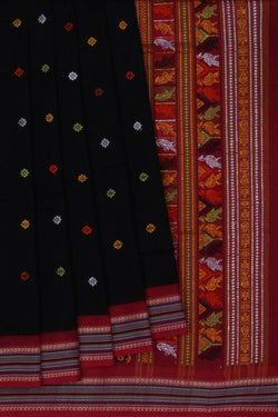 Image of Sambalpuri Cotton Black Saree