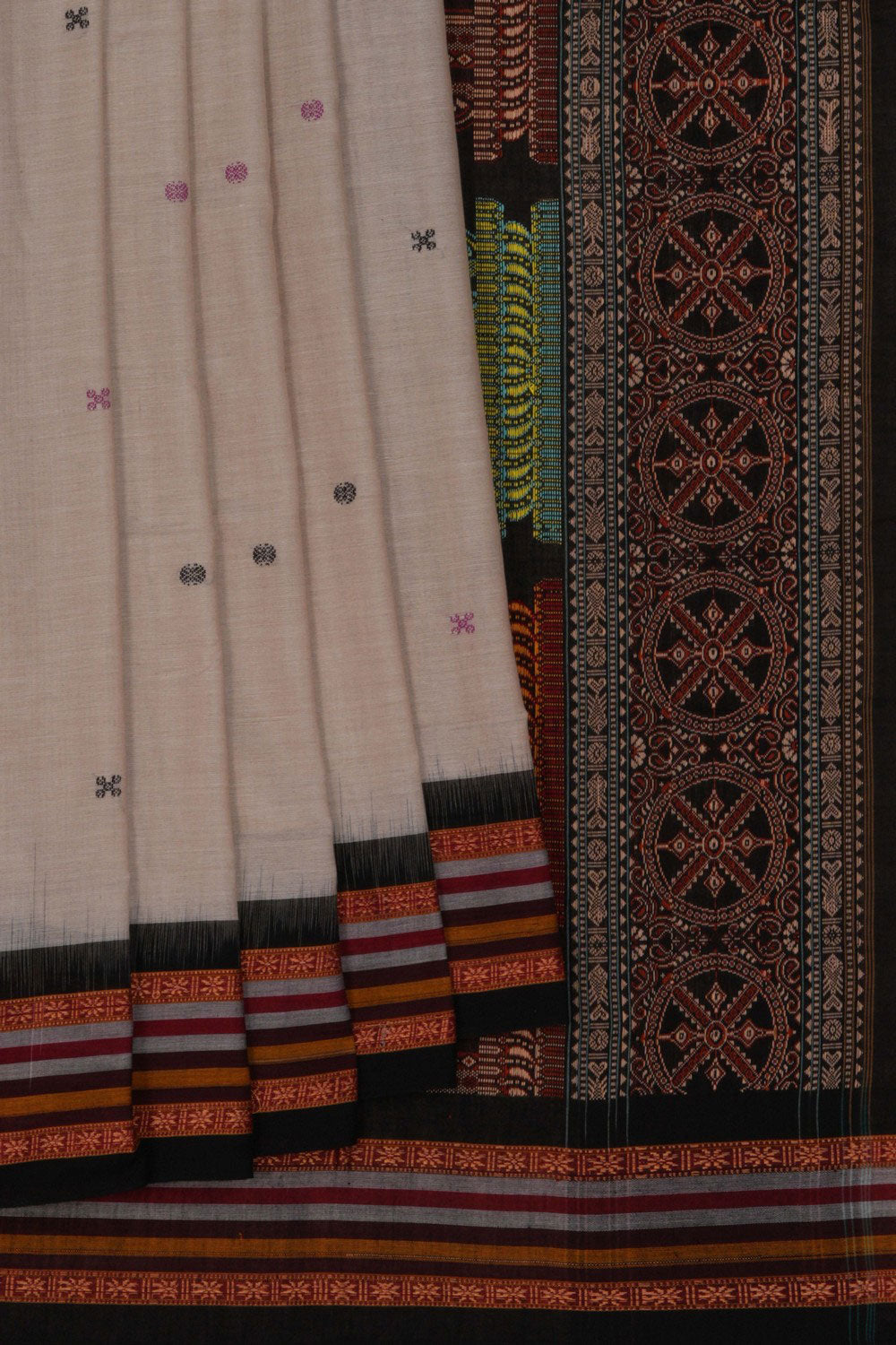 Image of Sambalpuri Cotton Off White Saree