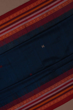 Image of Sambalpuri Cotton Peacock Blue Saree