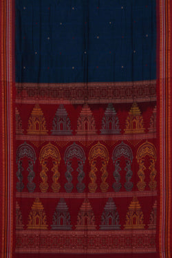 Image of Sambalpuri Cotton Peacock Blue Saree