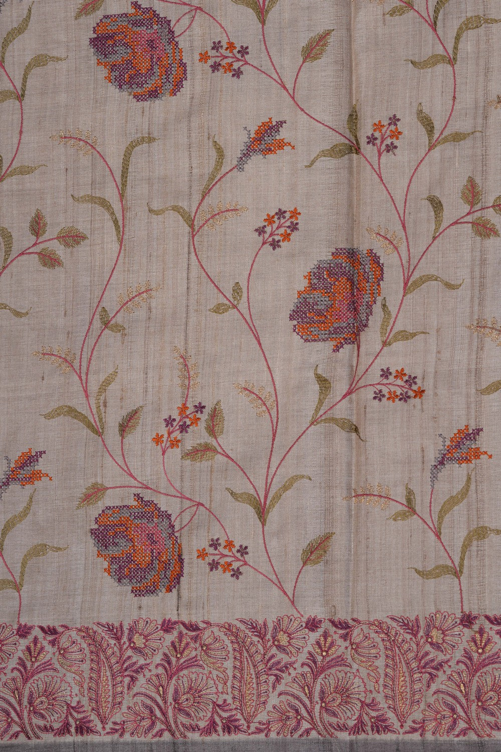A Tussar Embroidery Saree
