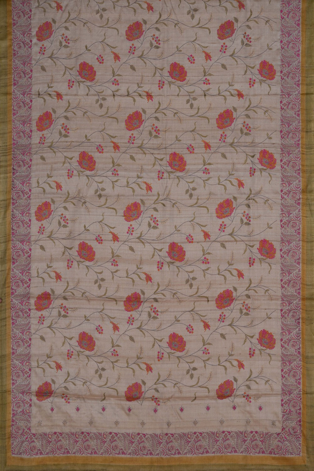 A Tussar Embroidery Saree