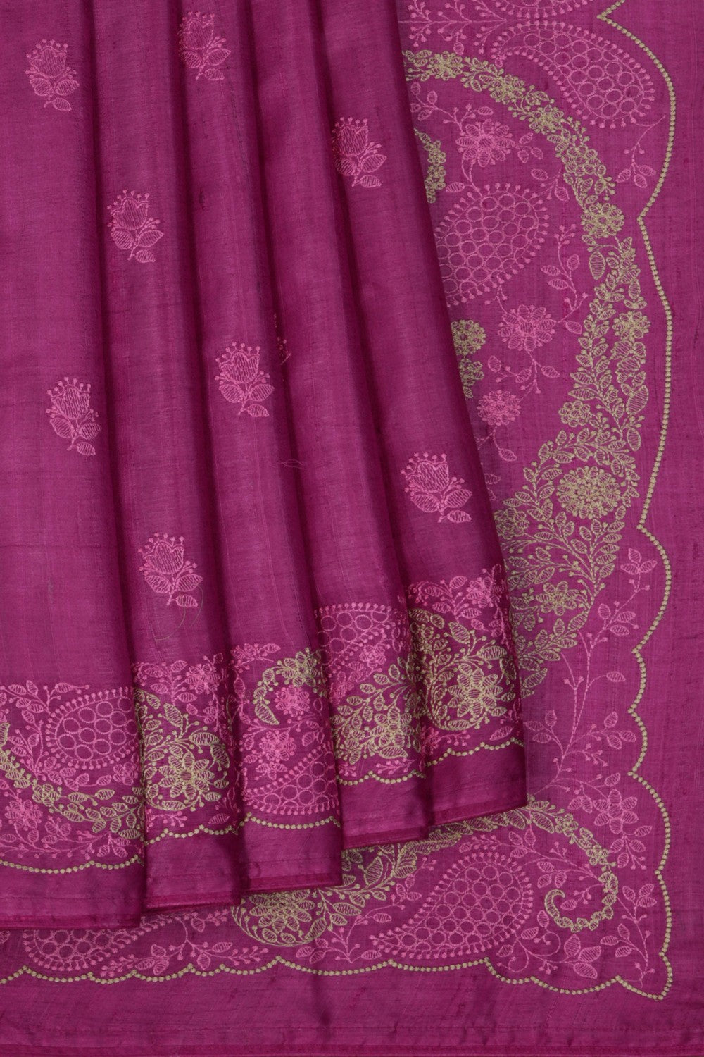 A Tussar Embroidery Saree