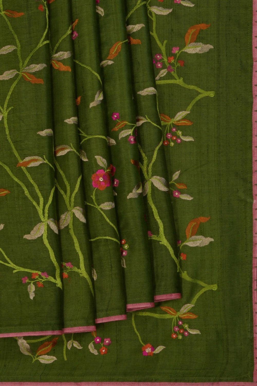 A Tussar Embroidery Saree