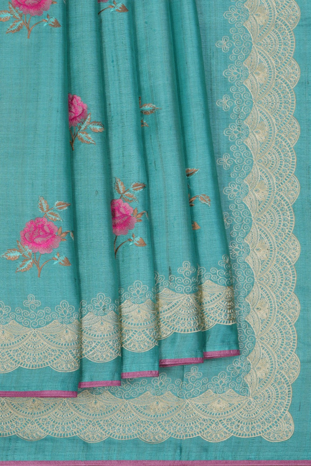 A Tussar Embroidery Saree