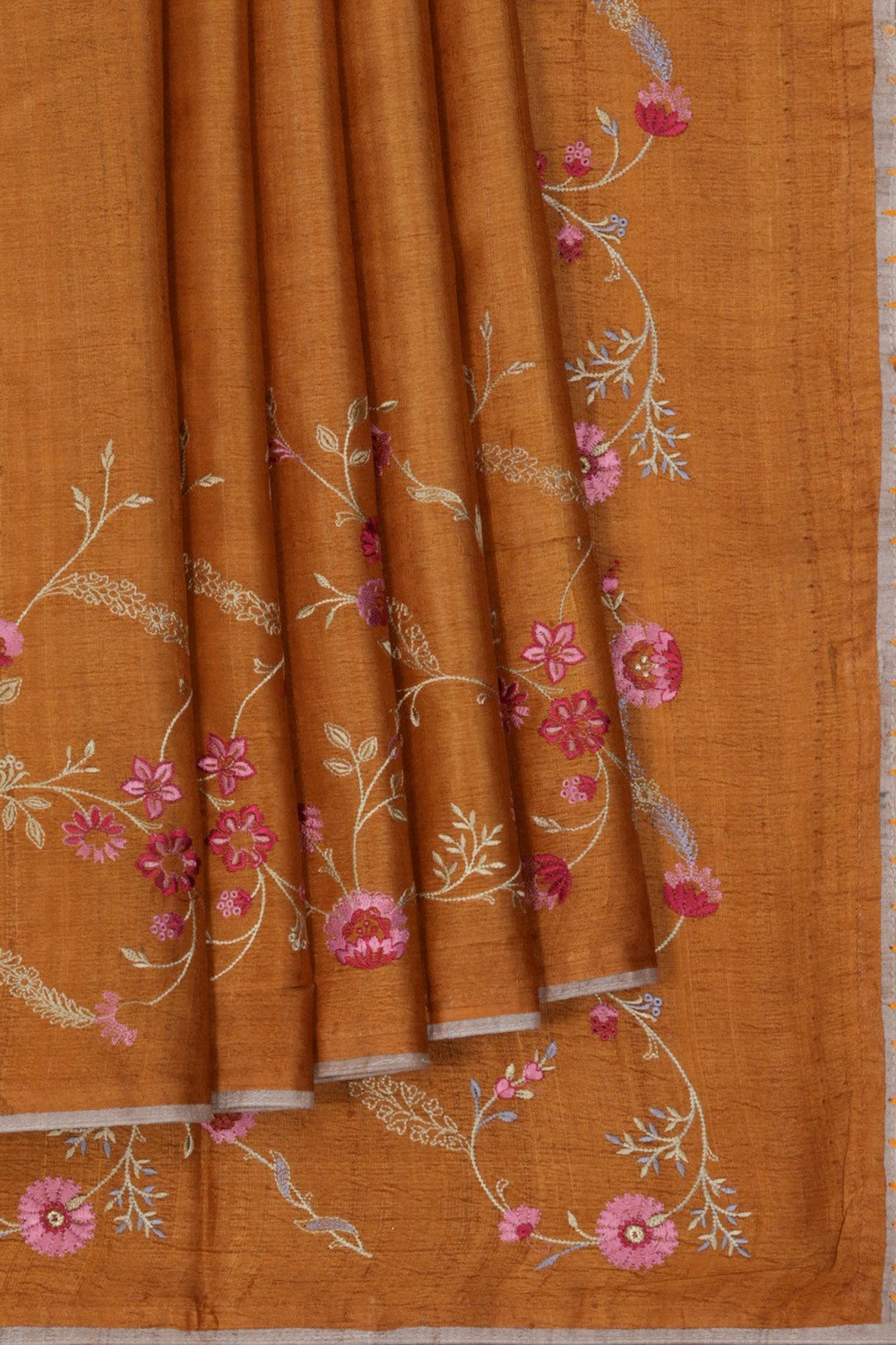 A Tussar Embroidery Saree