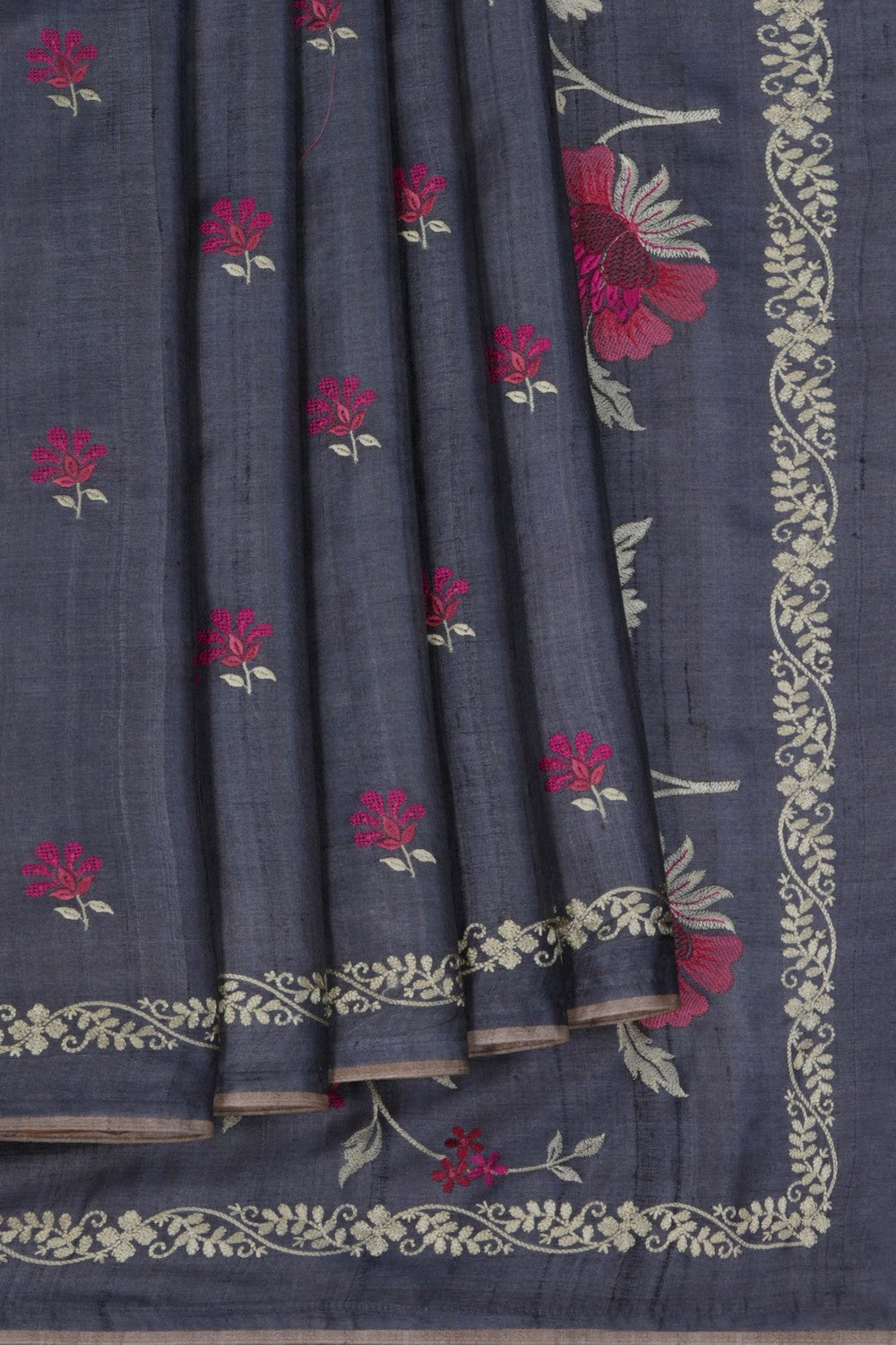 A Tussar Embroidery Saree