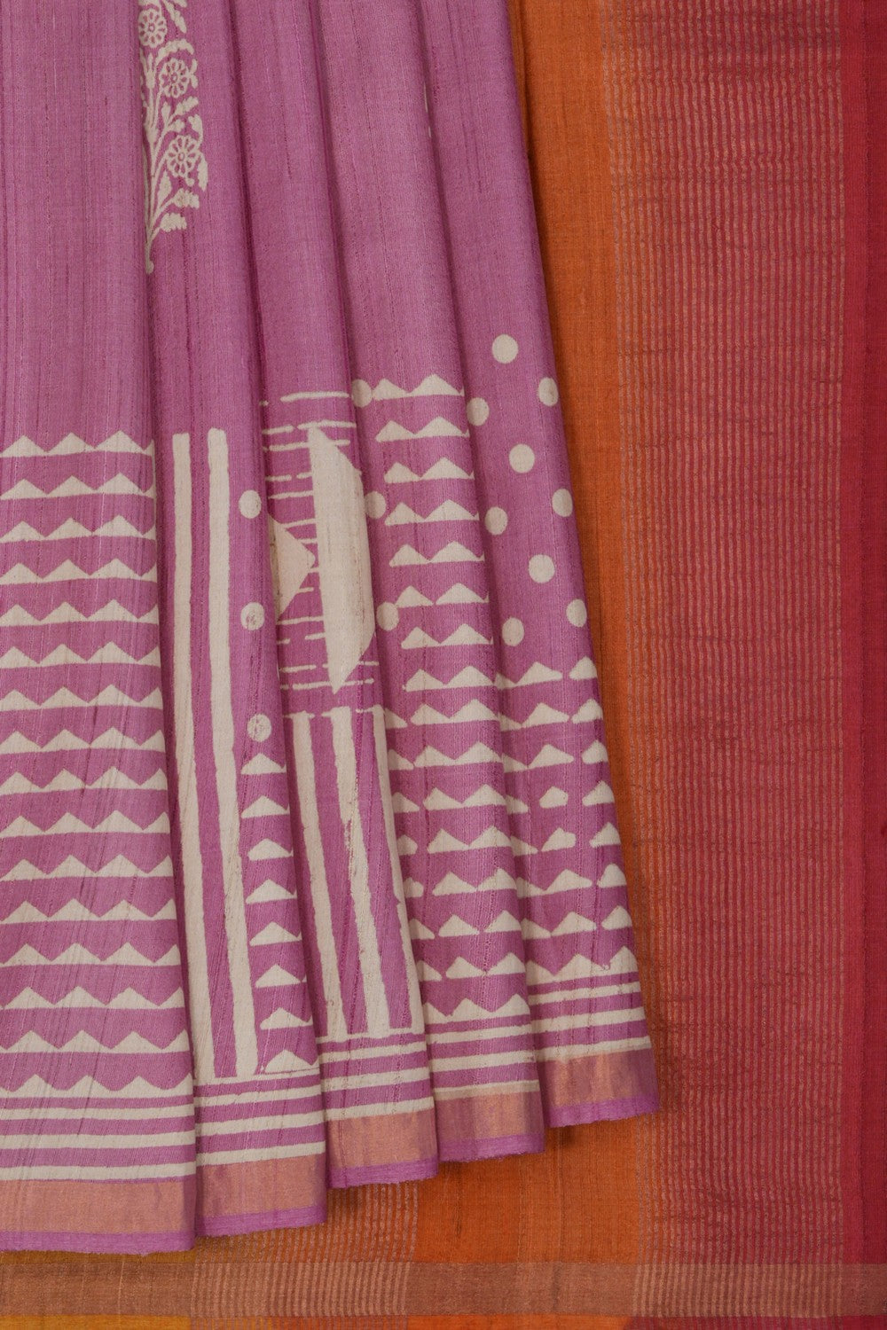 Tussar Silk Pink Saree