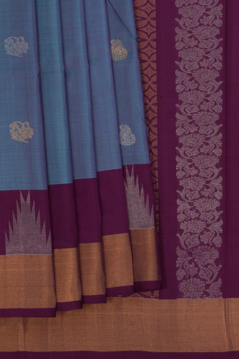 Image of Uppada Silk Smoky Blue Saree