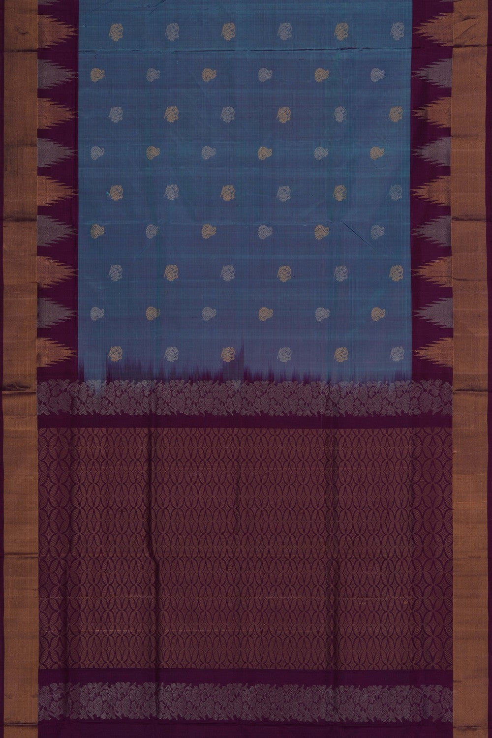 Image of Uppada Silk Smoky Blue Saree