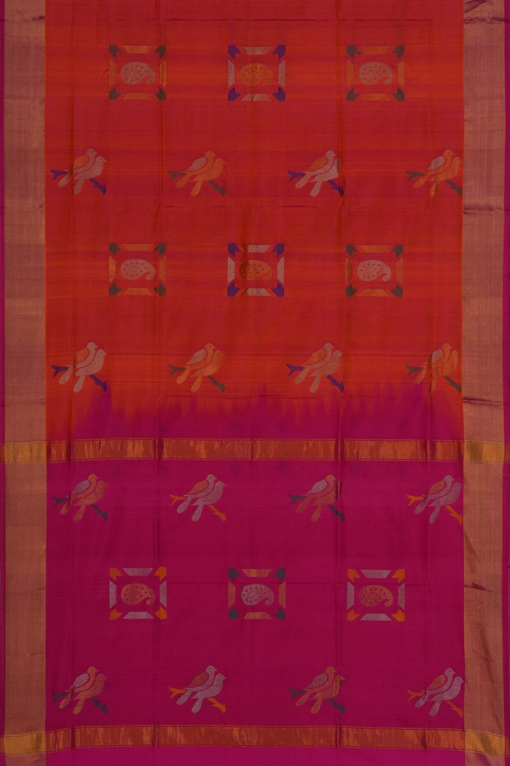 Image of Uppada Silk Coral Orange Saree
