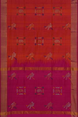 Image of Uppada Silk Coral Orange Saree