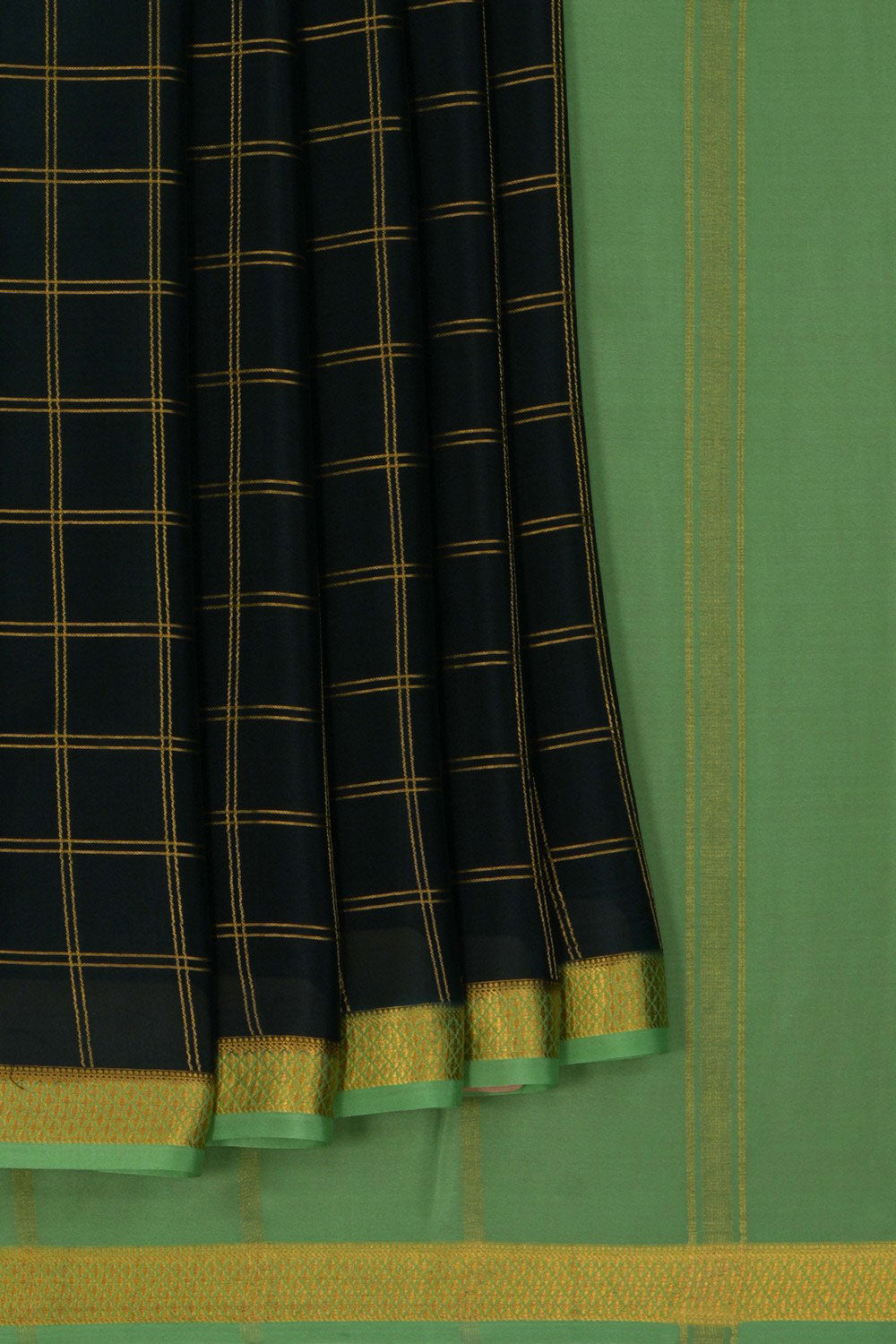 Image of Mysore Binny Crepe Silk Bottle Green Saree