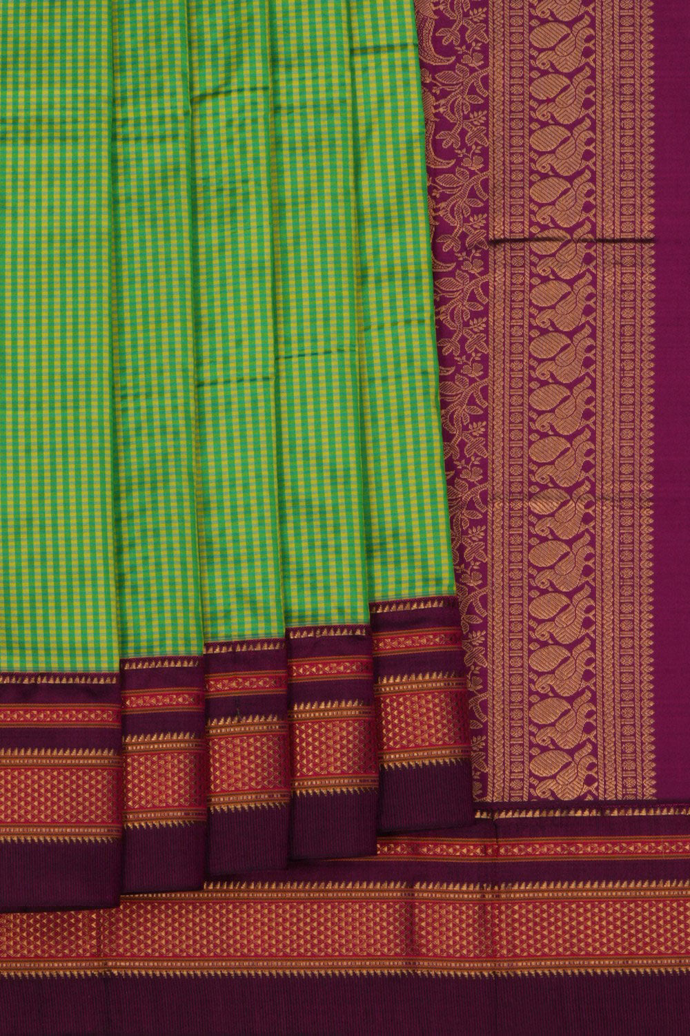 Image of Narayanpet Pure Silk Green Saree