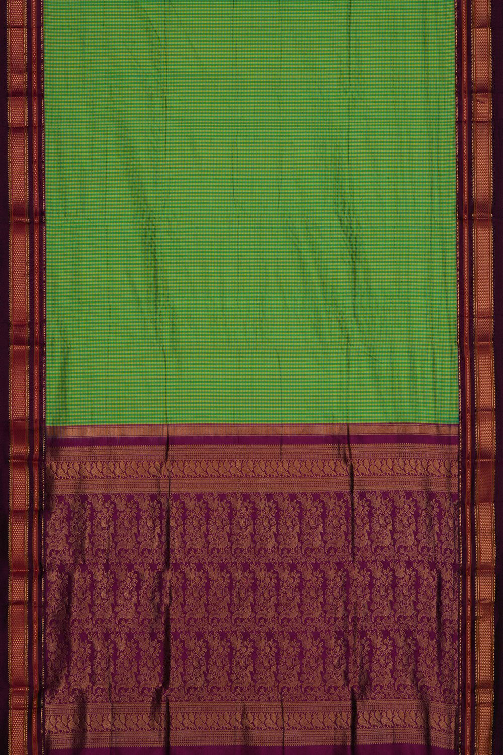 Image of Narayanpet Pure Silk Green Saree