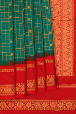 Image of Narayanpet Pure Silk Green Saree
