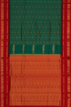 Image of Narayanpet Pure Silk Green Saree