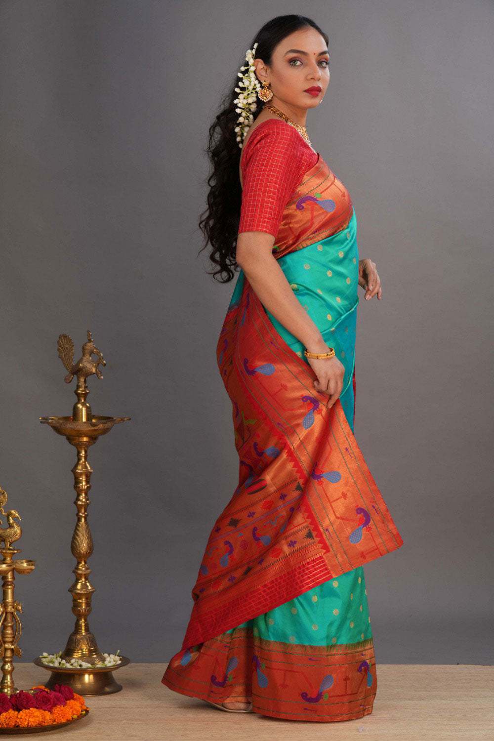Image of Paithani Sea Green Saree