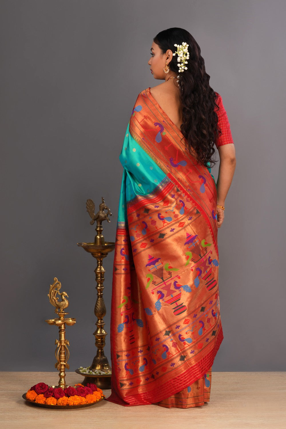 Image of Paithani Sea Green Saree