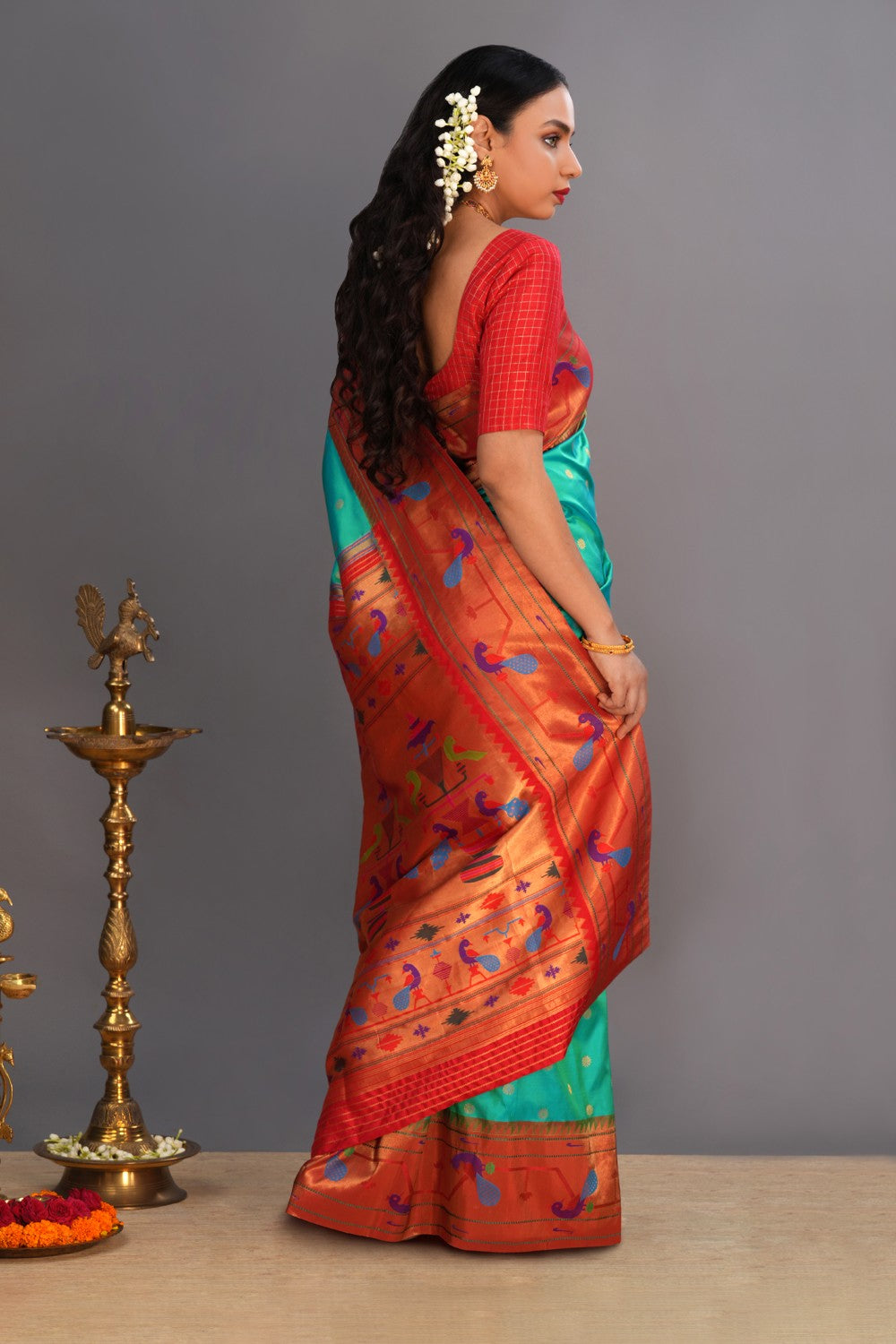 Image of Paithani Sea Green Saree