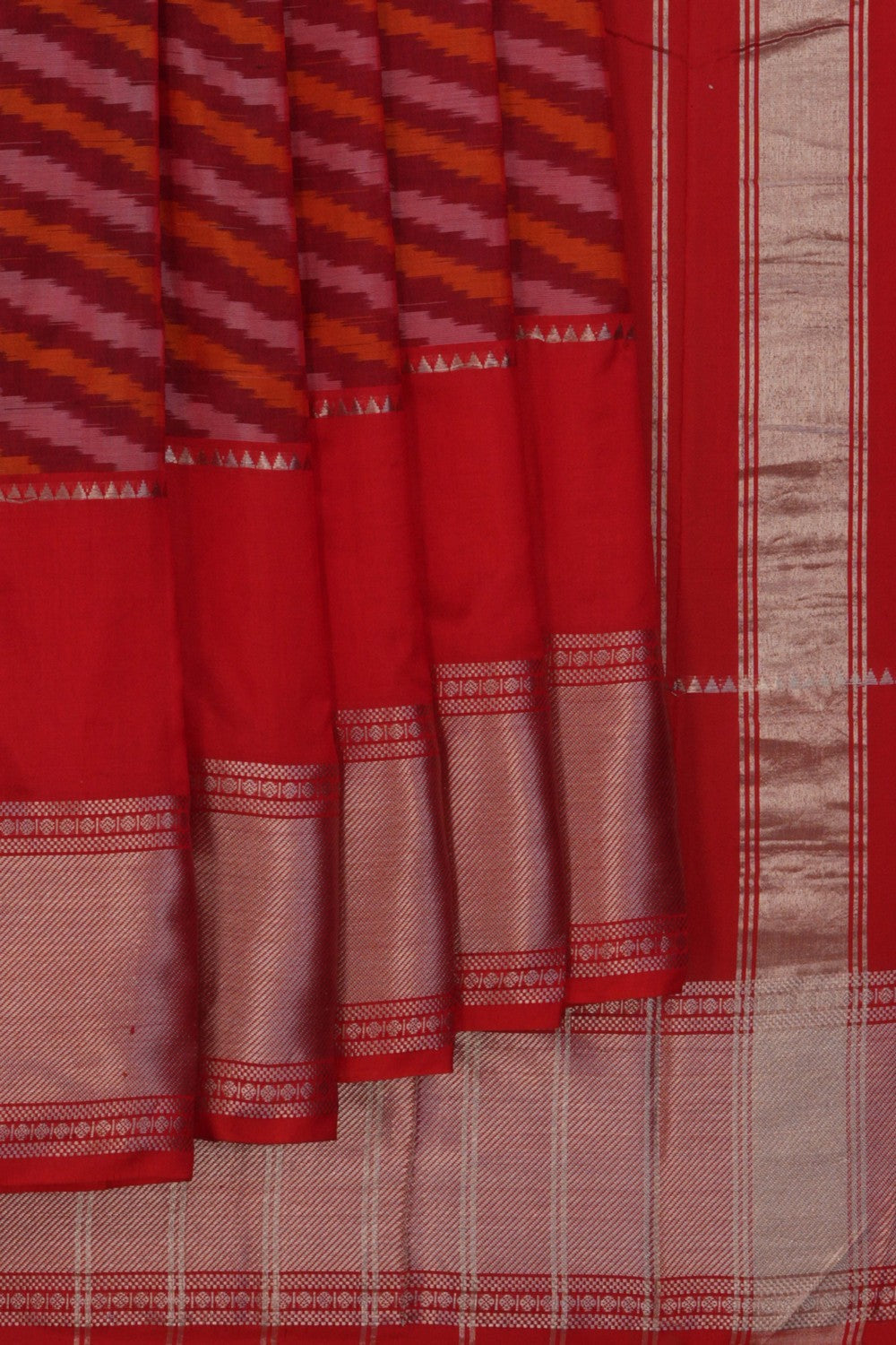 Mangalgiri Silk Red Saree