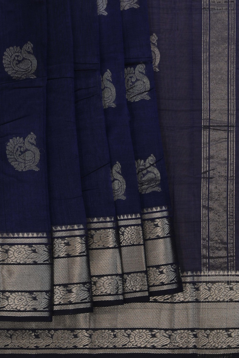 Image of Mangalgiri Silk Indigo Blue Saree