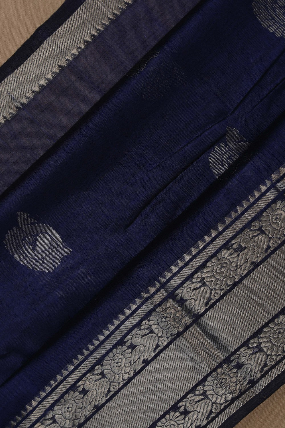 Image of Mangalgiri Silk Indigo Blue Saree