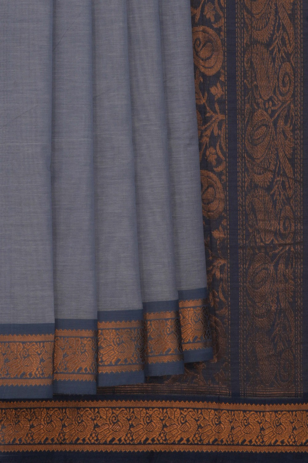 Image of Mangalgiri Silk Grey Saree