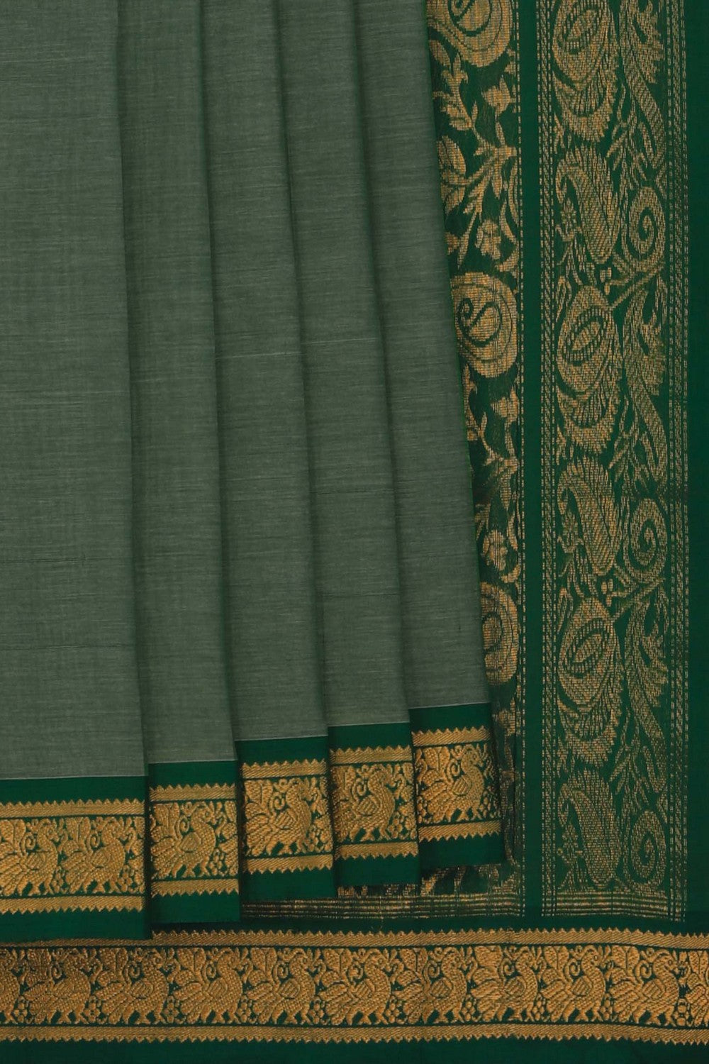 Image of Mangalgiri Silk Green Saree