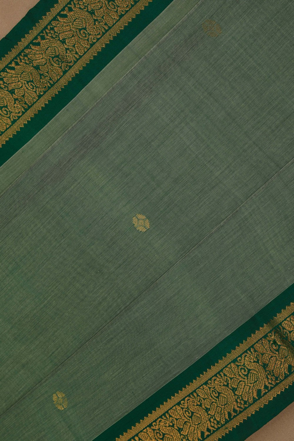 Image of Mangalgiri Silk Green Saree