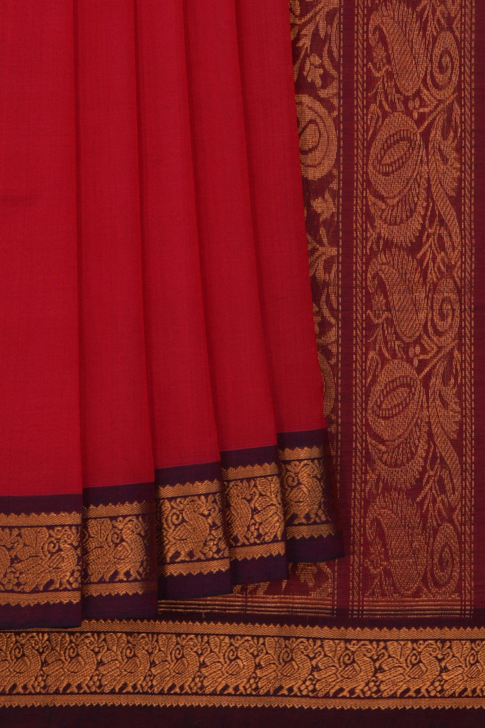 Mangalgiri Silk Red Saree