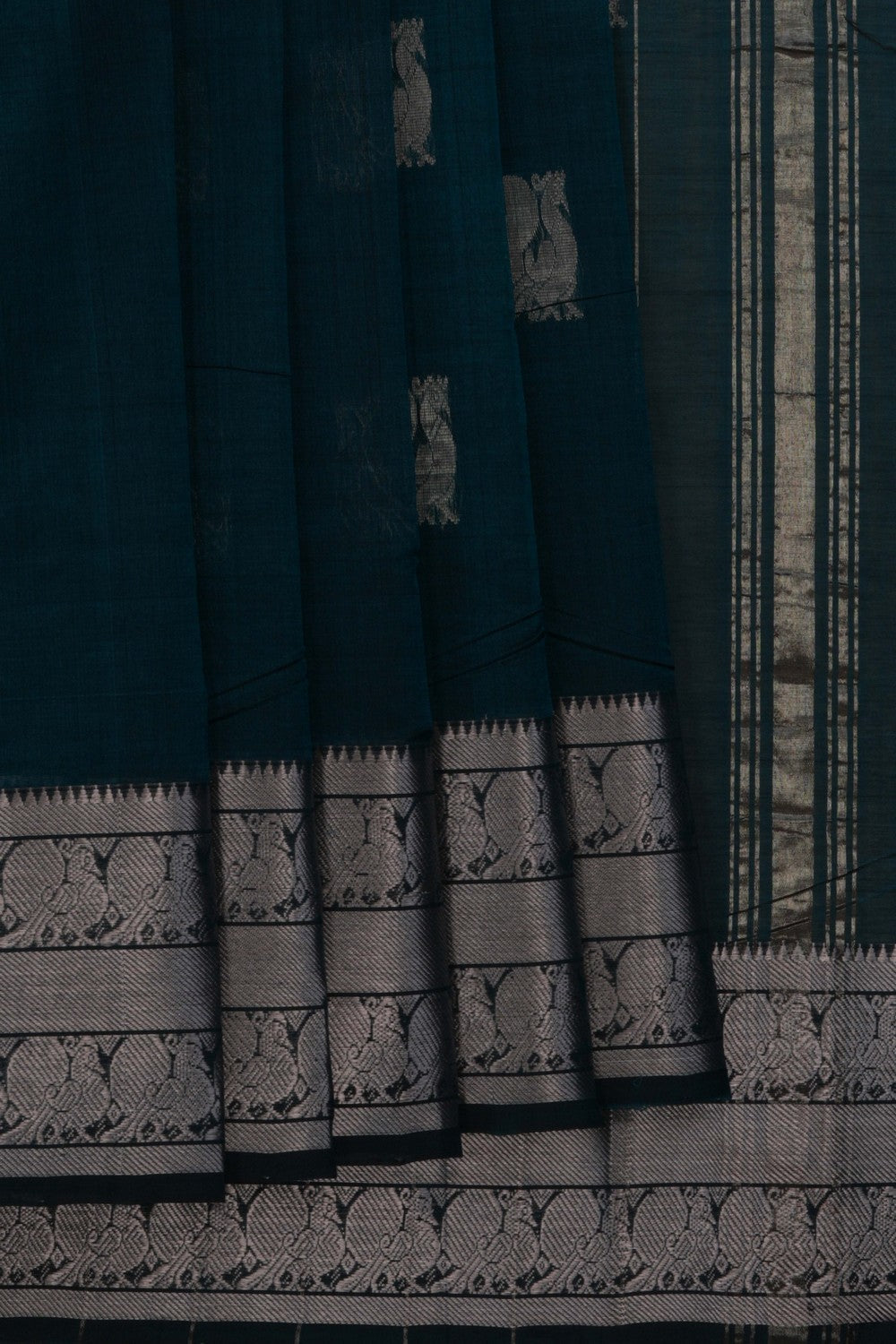 Mangalgiri Silk Peacock Green Saree