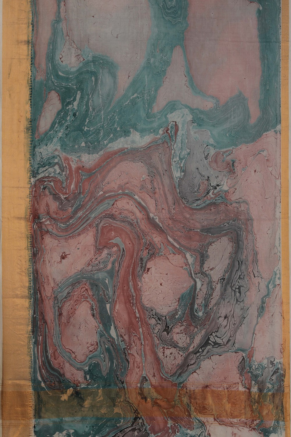 Image of Mangalgiri Silk Saree With Modern Art Print