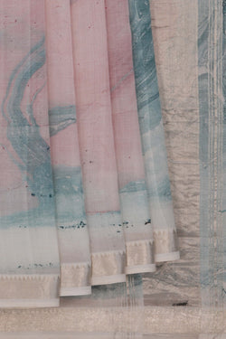 Image of Mangalgiri Silk Saree With Modern Art Print