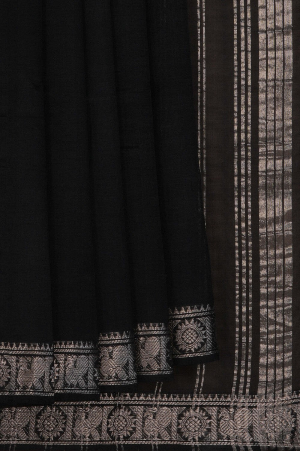 Mangalgiri Silk Black Saree