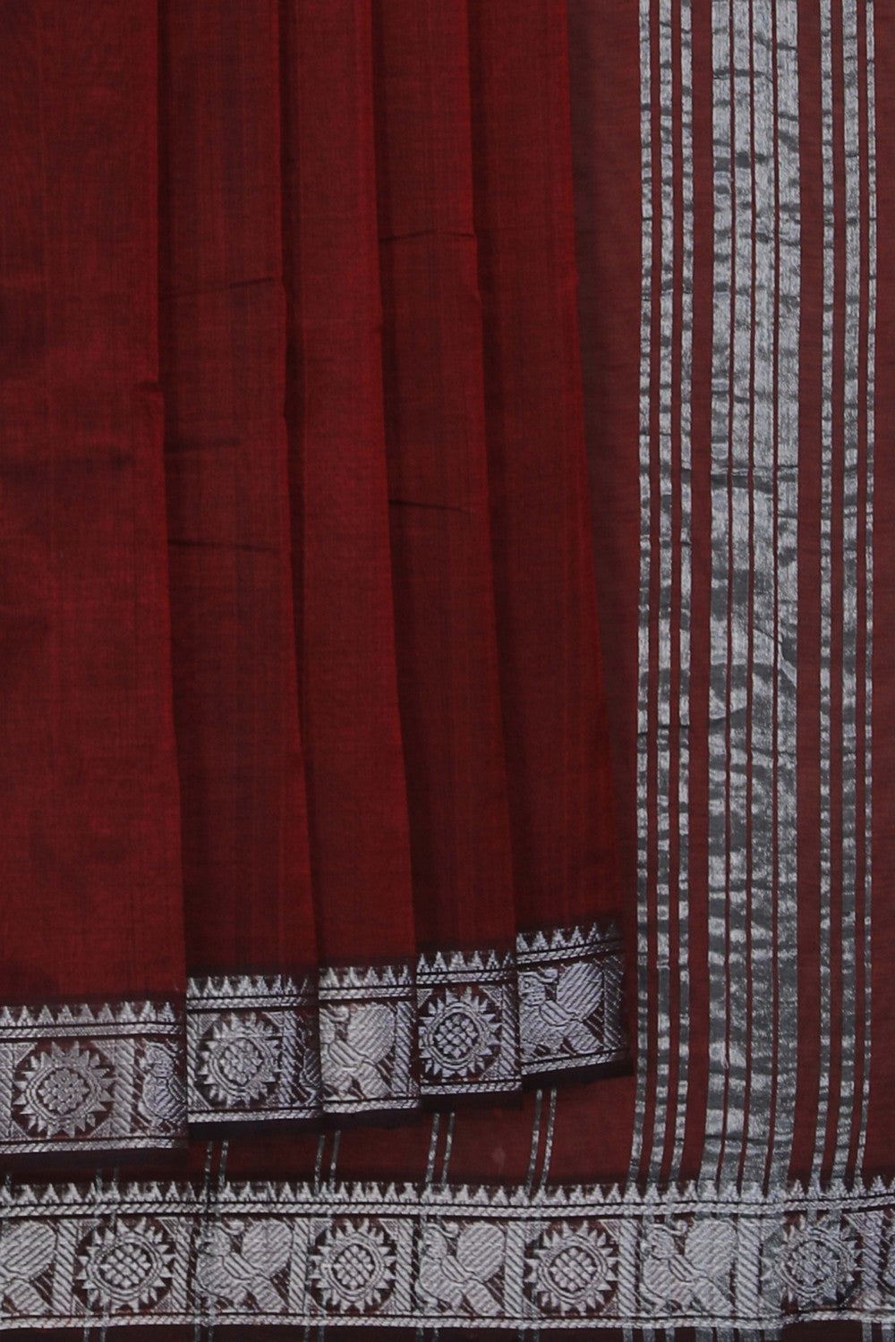 Mangalgiri Silk Maroon Saree