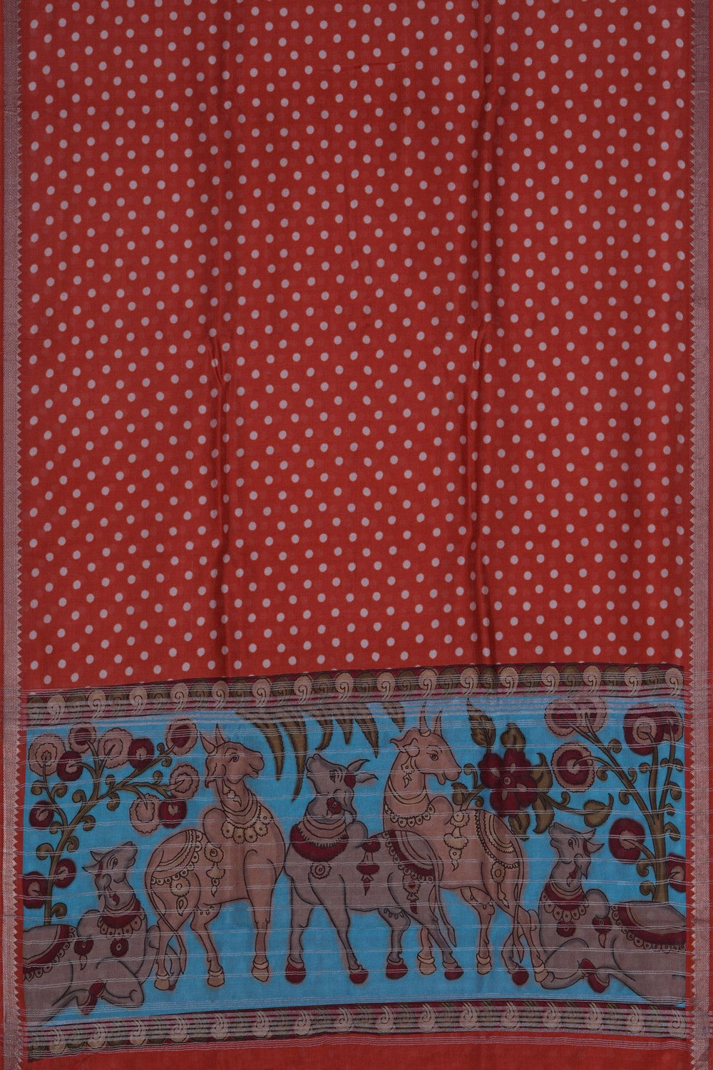 Image of Mangalgiri Silk Rust Red Saree