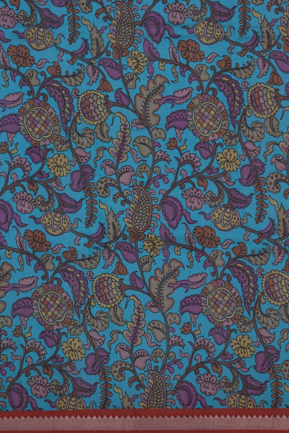 Image of Mangalgiri Silk Rust Red Saree