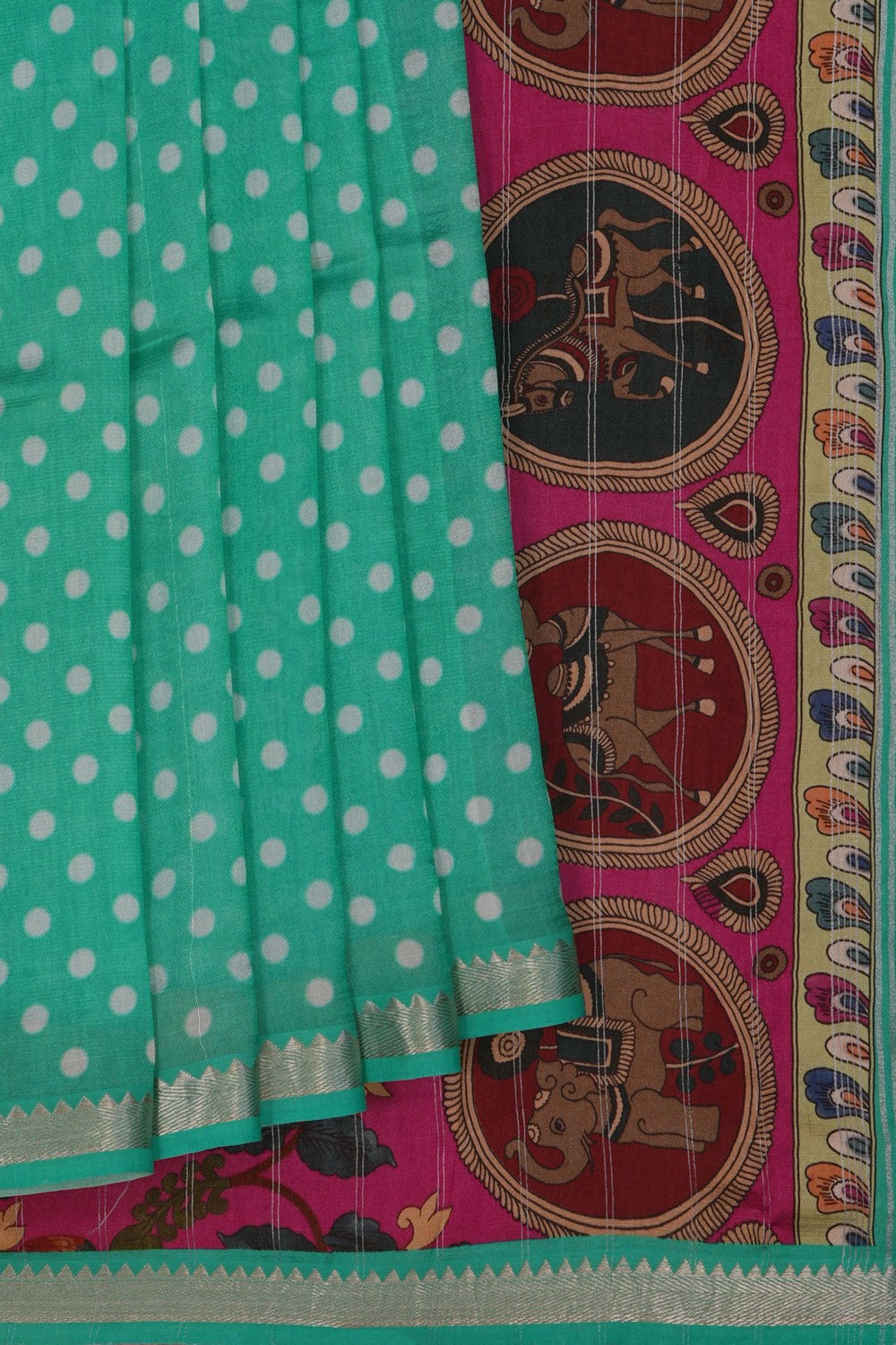 Image of Mangalgiri Silk Green Saree