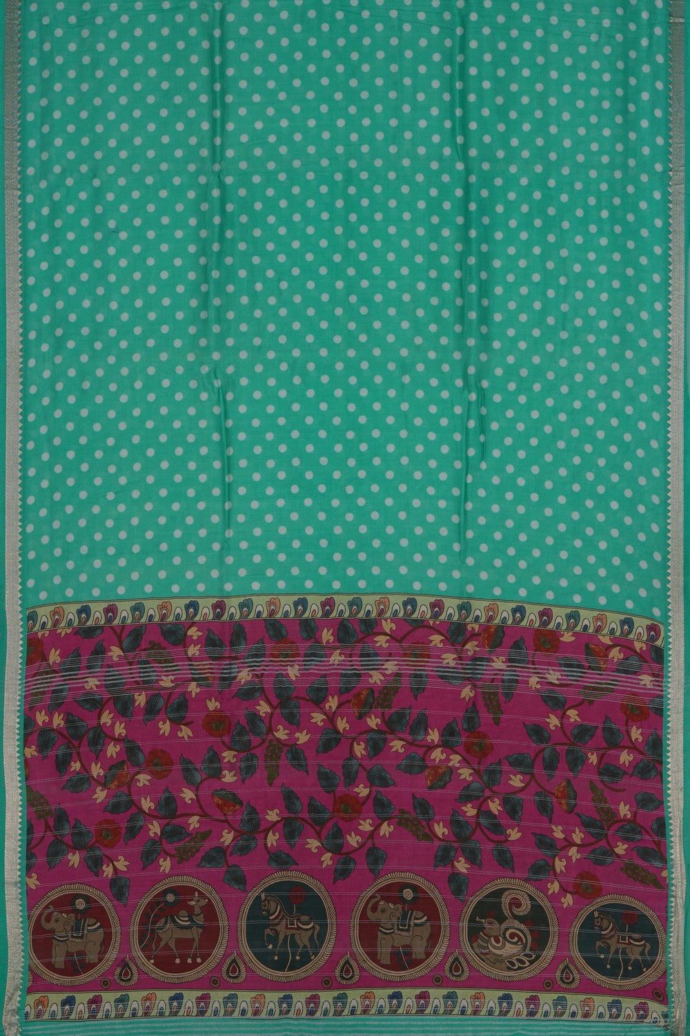 Image of Mangalgiri Silk Green Saree