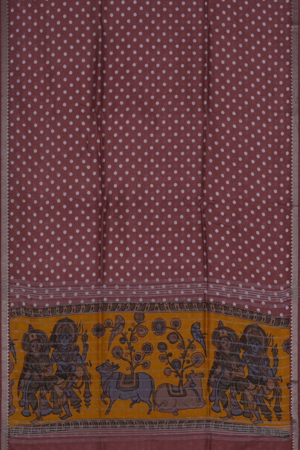 Image of Mangalgiri Silk Brown Saree