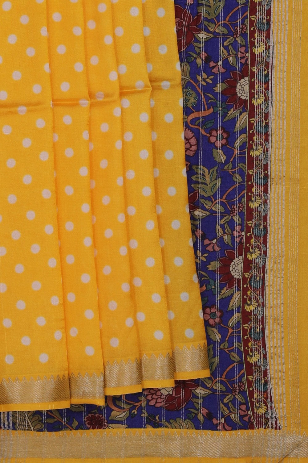 Image of Mangalgiri Silk Yellow Saree
