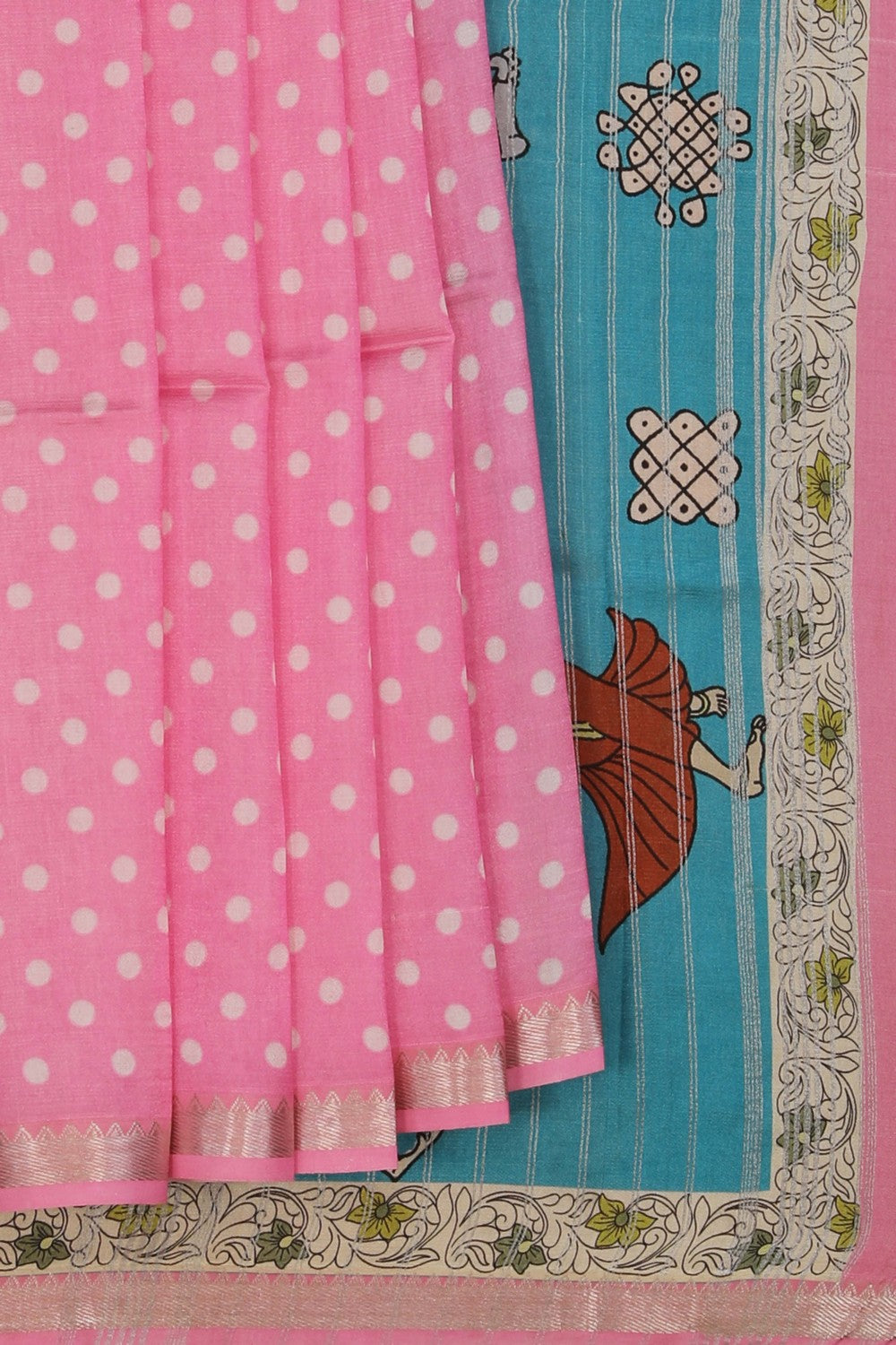 Image of Mangalgiri Silk Pink Saree