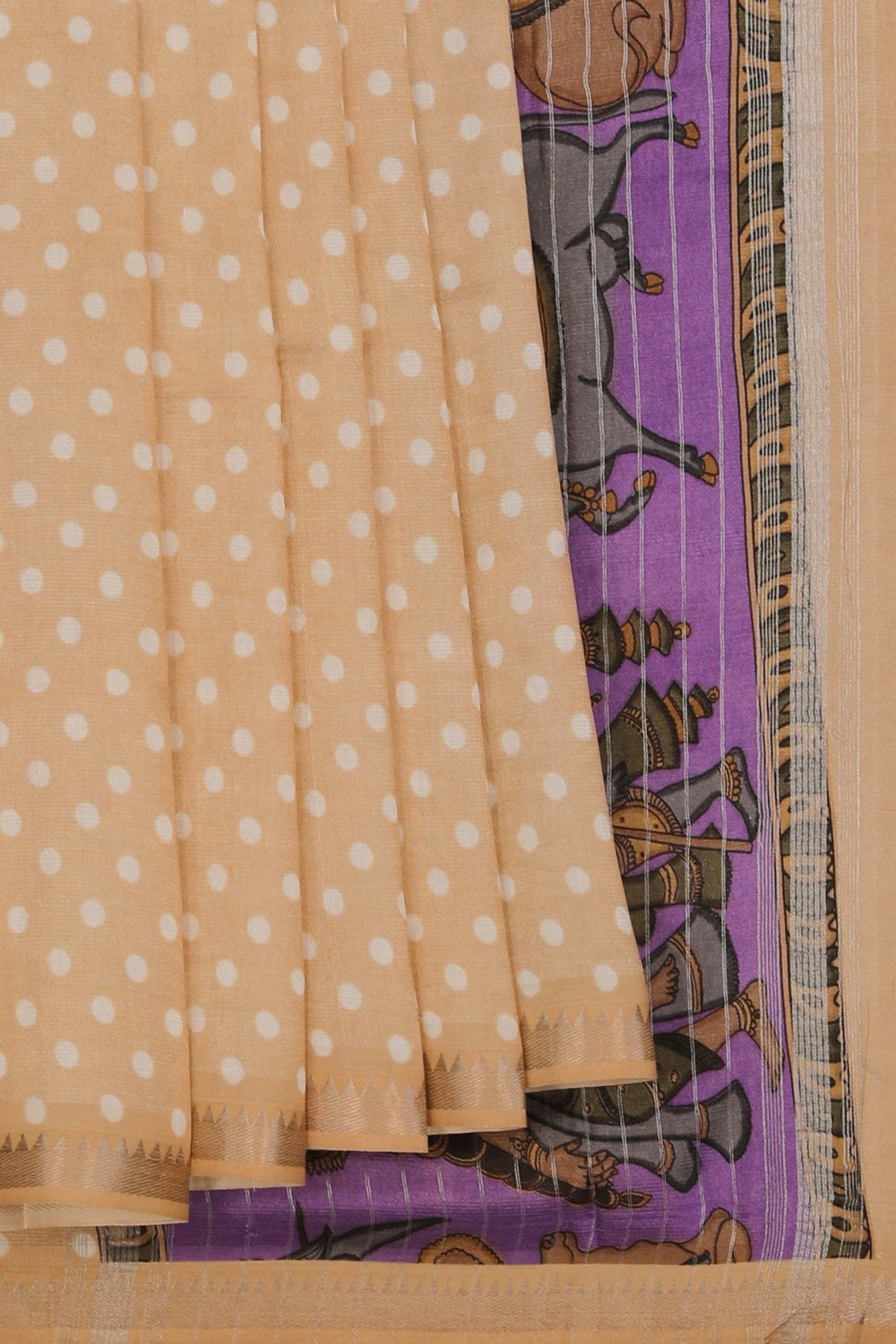 Image of Mangalgiri Silk Beige Saree