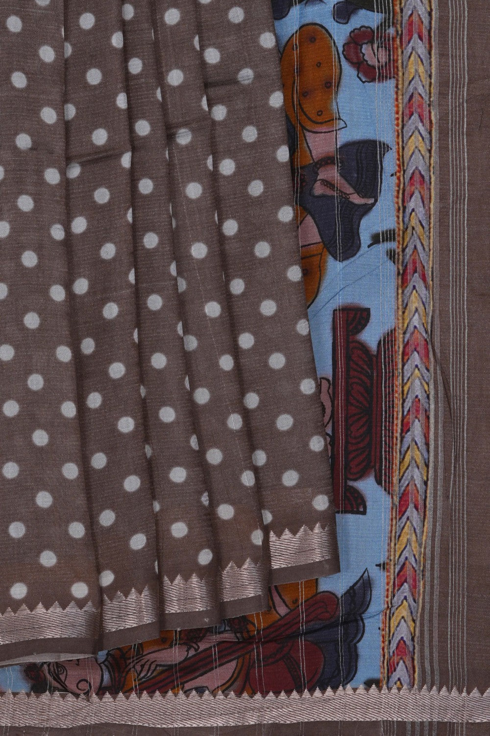 Image of Mangalgiri Silk Grey Saree