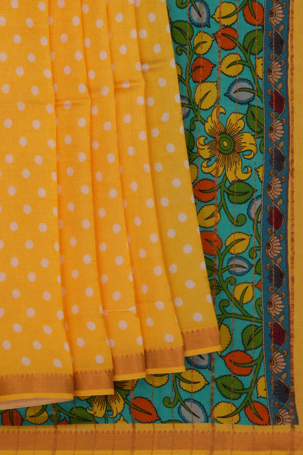 Image of Mangalgiri Silk Yellow Saree