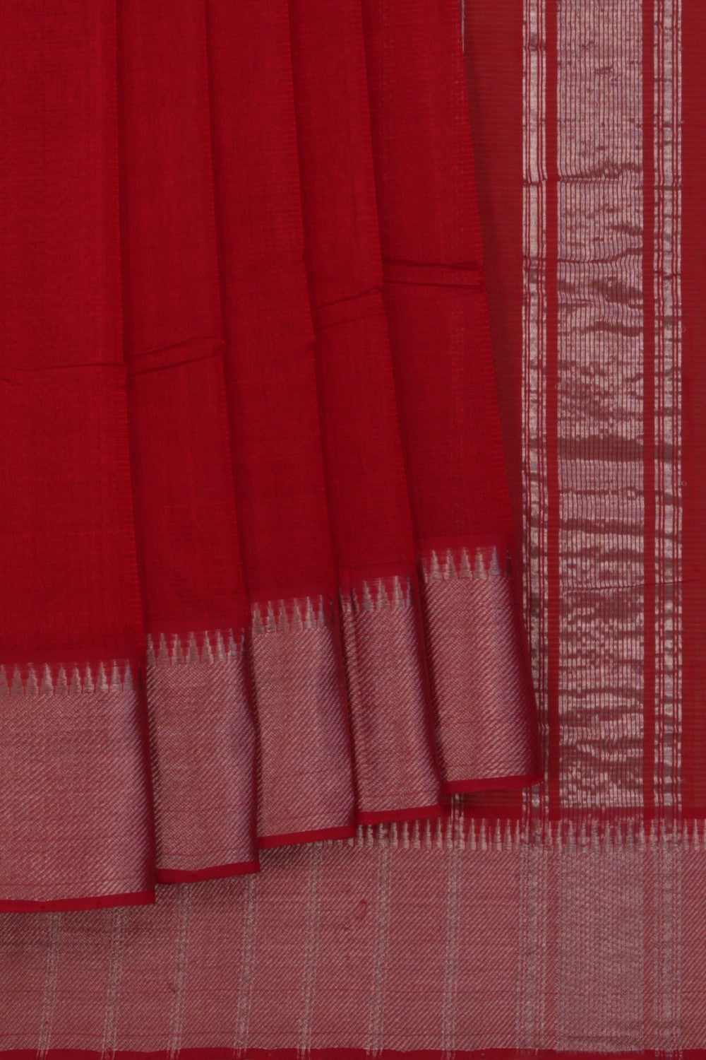 Image of Mangalgiri Silk Red Saree